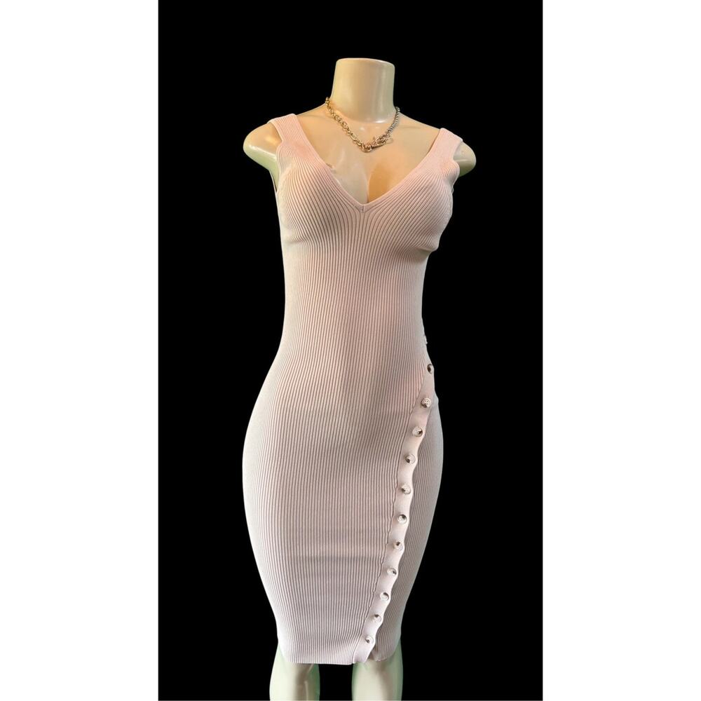 Women's Sleeveless Ribbed Midi  Dress Stretchy Viscose S M L new - Picture 3 of 8